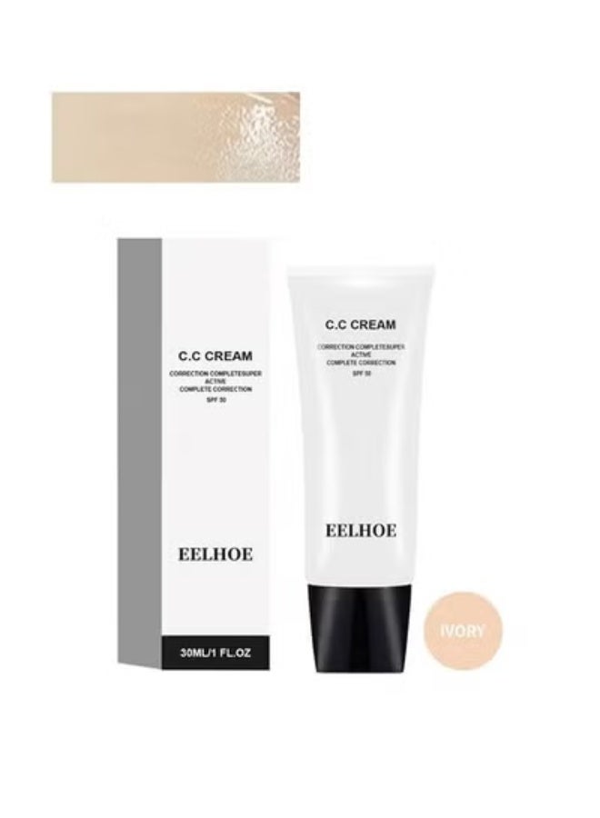 إيلهو CC Cream SPF 50-CC كريم ذاتي الضبط للبشرة الناضجة ، واقي من الشمس وكريم الأساس لتصحيح اللون ، كونسيلر مرطب للبشرة قبل المكياج (#Ivory) - Image 2